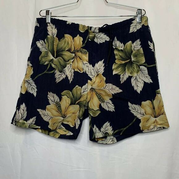 Nautica Men Swim Trunks Flower Shorts Adult Size M All Over Print Bathing Suit - Picture 1 of 7